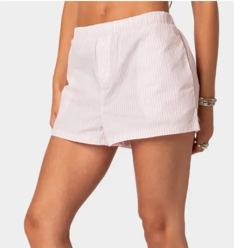 EDIKTED Pinstripe Womens Boxer Short Pink Size XL