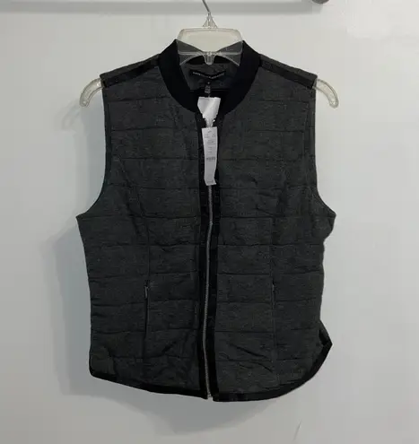 White House | Black Market NWT $130  Grey Knit Quilted Zip Front Vest S