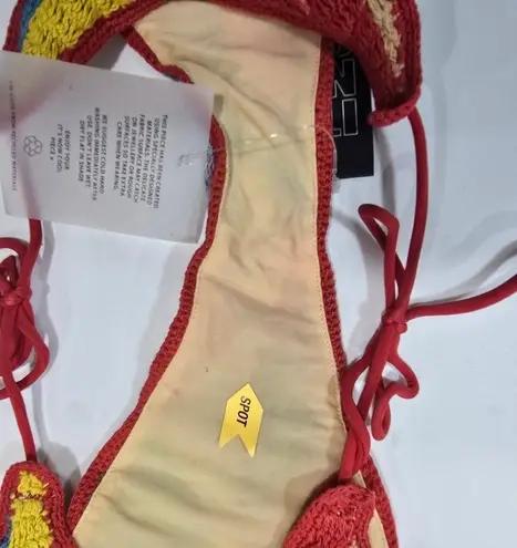 It's Now Cool Crochet Tie Bikini Bottom in Nirvana Red Size M