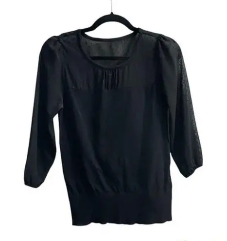 Monsoon black sheer polka dot top blouse Size 4