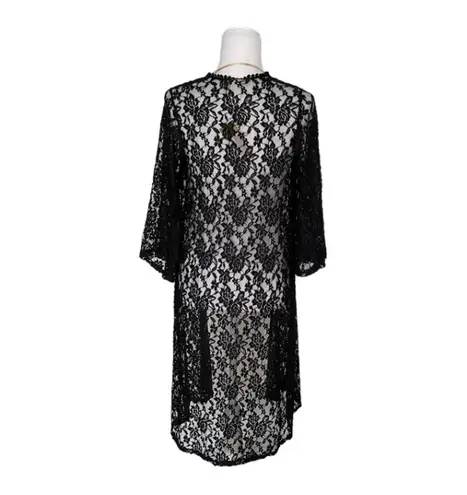 MAUVE Dressy Black Floral Lace Maxi Open Long Cardigan Size Small NWT