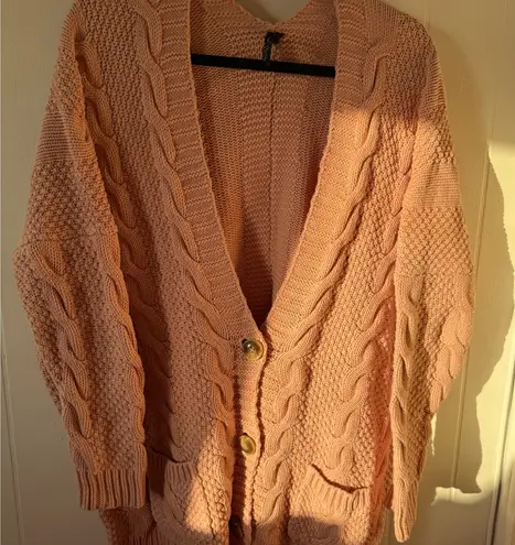 Agnes & Dora  Peach Cable Knit Cardigan