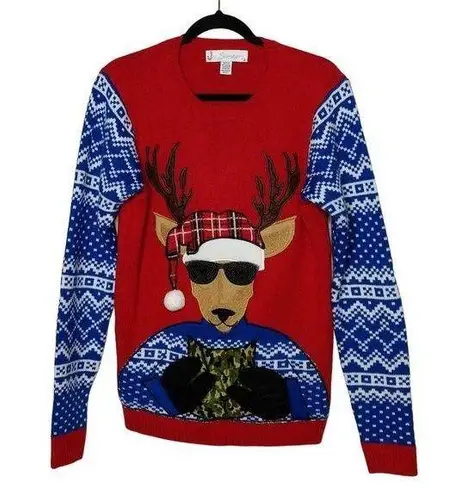 Jolly Sweaters Red and Blue Sweater Reindeer Camo and Plaid