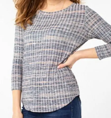 Liverpool Heather 3/4 Sleeve Rib Knit Top Size Medium