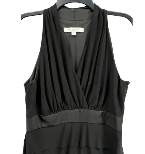 Evan Picone Dress 10 Black Sleeveless Halter Tiered Ruffle Cocktail Classic HOCO