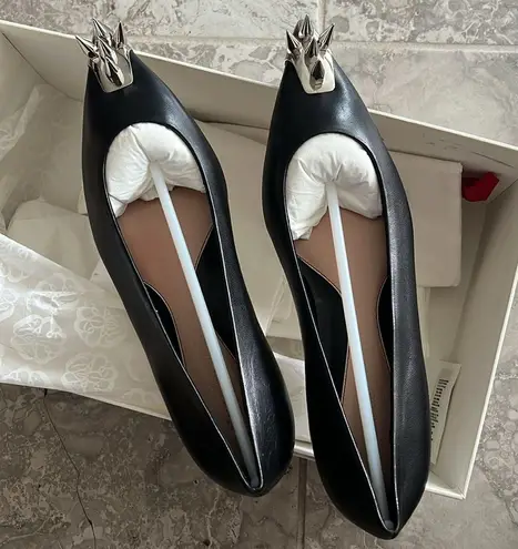 Alexander McQueen Leather Punk Stud Ballerina Flats Size 37 New in Box +Dust Bag