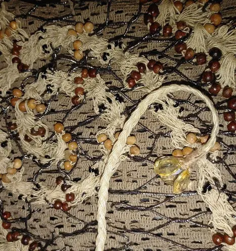 Jessica London Plus Size Boho Hippie Kimono Tassel Brown Cardigan Crochet Beads