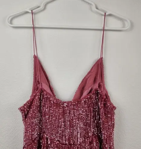 Retrofête Retrofete Jill Sequin Mini Dress in Pastel Pink Size Large NWT Spaghetti Straps