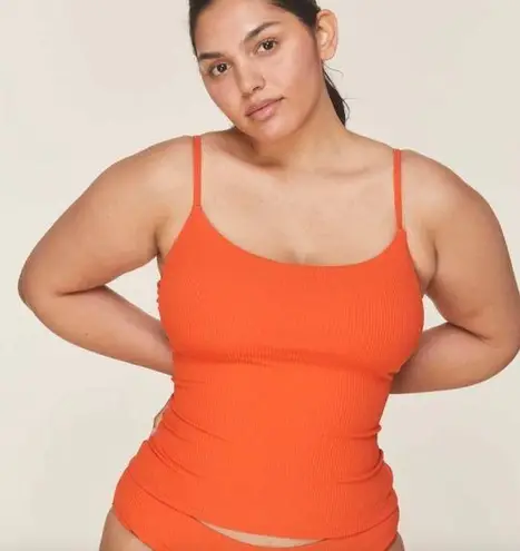 ANDIE  swim longline Rib tank in siren orange size Small