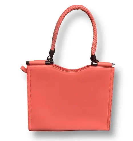 Badgley Mischka Coral Vegan Leather Crossbody Bag Braided Handle Zip Top NWT