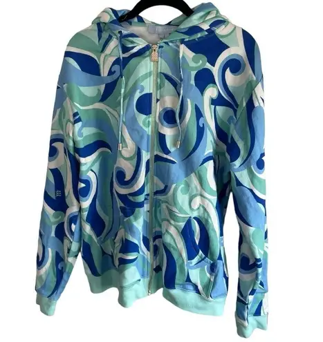 Hill House New!  The Allie Zip Up Ocean Kaleidoscope Fleece