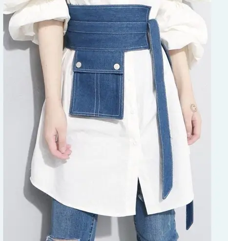 Indonesian Designer unisex funky utility style wrap denim belt Jakarta fashion Blue