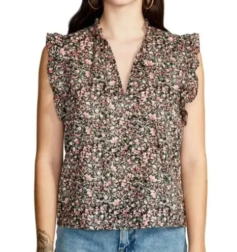 BB Dakota X Steve Madden Ruffle Floral Top in Black Pink & Peach, Size XXL