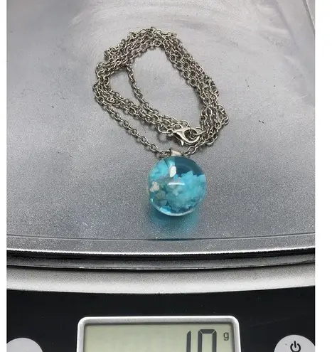 Fashion White Clouds Blue Sky Resin Ball Pendant with 23" Necklace Women Jewelry