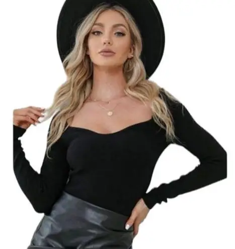 Exlura Sweater Women's Plus Size XXL Black Pullover Long Sleeve Stretch Knit Top