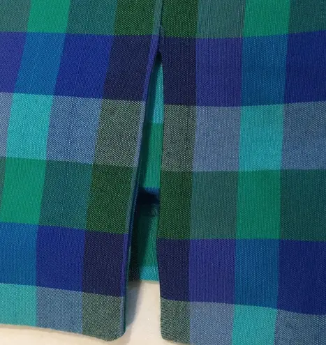 Sag Harbor Vintage Dress Plaid Blue Green short sleeve blazer size 14