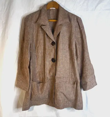 Austin Reed Light Brown 100% Linen Tunic Boyfriend Jacket Lightweight Size 10