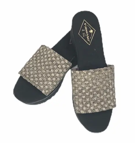 st. john's bay  Woven Sandals, Gold, Black, 8