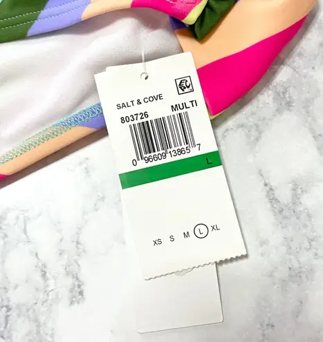 Salt + Cove New Cabana Stripes Shirred Tab Side Hipster Bikini Bottom Size Large