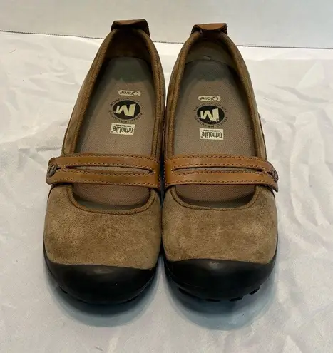 Merrell Plaza Bandeau Mary Jane Womens Size 7 Tan-Brown Leather Slip-On Shoes