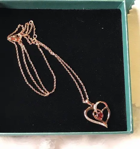 Sterling Silver NWT Old Rubin Rose Gold Plated 925  Heart Necklace