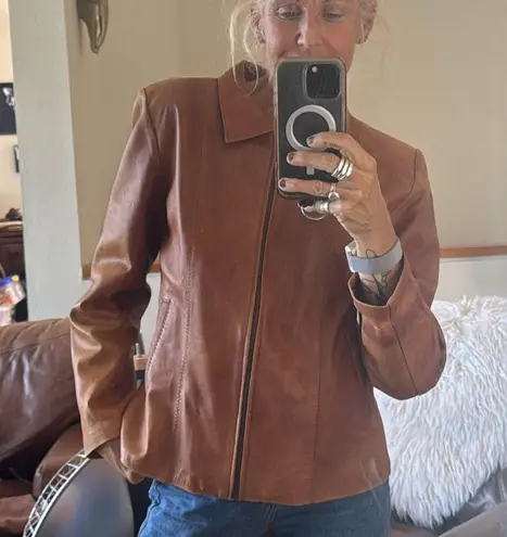 Vintage rustic lightweight butter soft Brown Leather Jacket no tags Size L