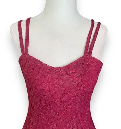 Vintage All That Jazz Slip Dress Burgundy Floral Lace Cocktail Sleeveless Mini Red Size XS