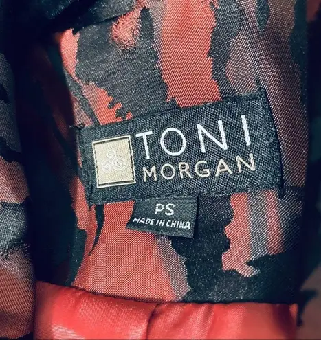 Red Black striped silky cropped blazer, size PS