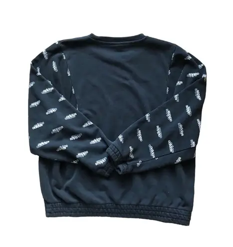 Adidas  Linear Fav Core All Over Print Pullover Sweatshirt Sz M  Black White - Image 6
