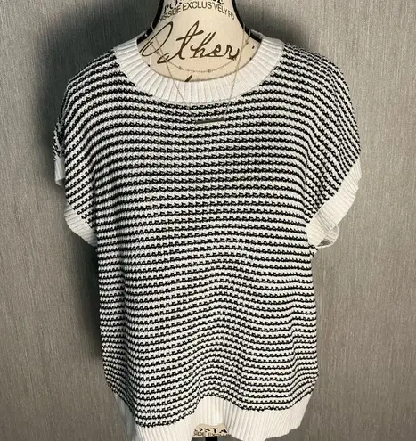 PRETTYGARDEN Black and White Knit Sweater Size XL