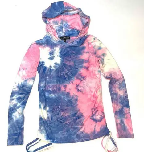 Derek Heart  Women's Soft Tie Dye Ruched Sides Pullover Hoodie Small NWT