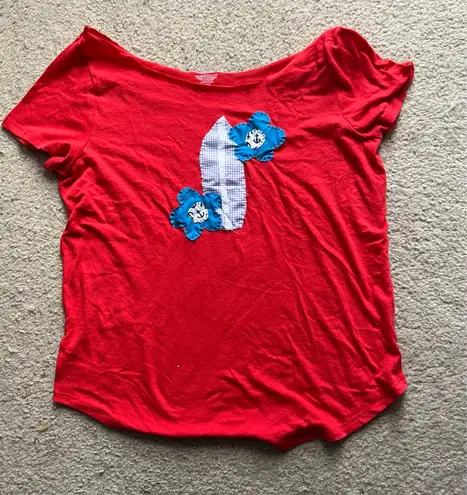 embroidered surfboard tshirt Red Size M