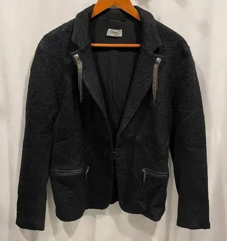 Ovdog Mongolian couture runway collection silver tassel blazer wool leather Size L