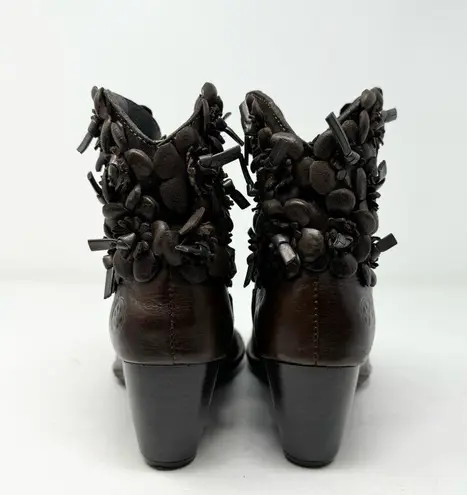 Lobo Solo Bohemian Handmade Leather 3D Floral Boots Brown Size 7