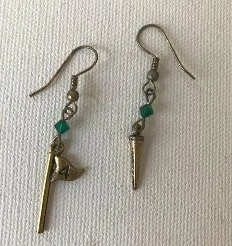 Golf Earrings Tee Flag Green Handmade Vintage