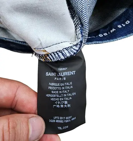 Saint Laurent NEW 100% Cotton Baggy Jeans Blue High Rise Size 27