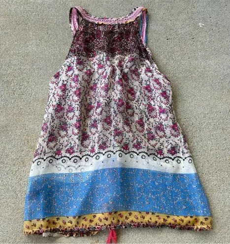 Lulumari Anthropologie Brand Mixed Media Colorful Lace Tassel Flowy Tank top