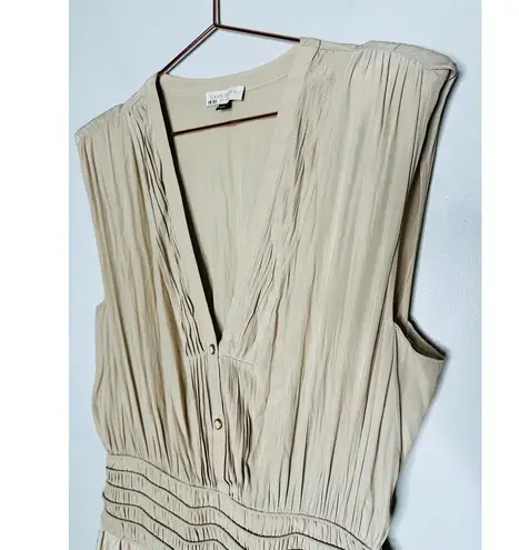 Ramy Brook Brown Crepe Hourglass V-Neck Smocked Waist Preslie Dress Size XL