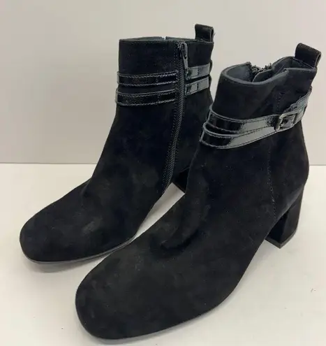 Paul Green  Boots Size 6US Black Sydney Italian Leather Block Heel Side Zip NEW