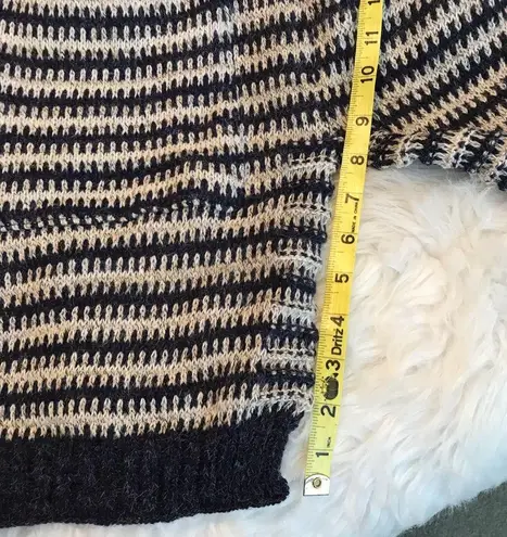 Handmade Open front hand knitted cardigan sweater drop shoulder horizontal stripes