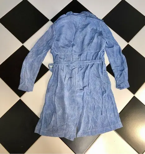 Juicy Couture Y2K  Trench Coat Baby Blue Sky Blue Long Zip Up Denim-ish Pattern L