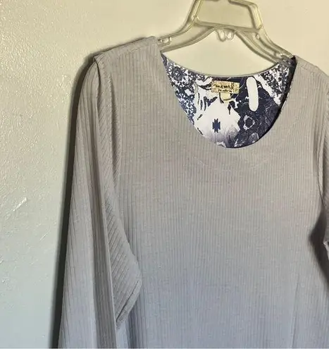 One World V-Neck Top Purple Grey Large