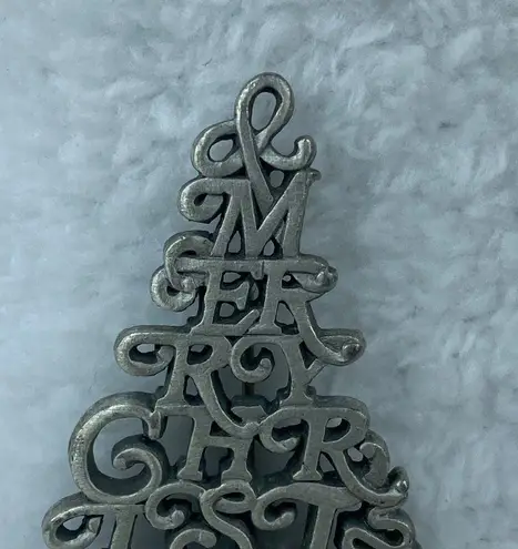 FORT USA Merry Christmas Tree Holiday Jewelry Pin Brooch Silver Color Unisex