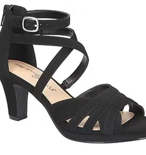 Easy Street Elegant Black Strappy Heels