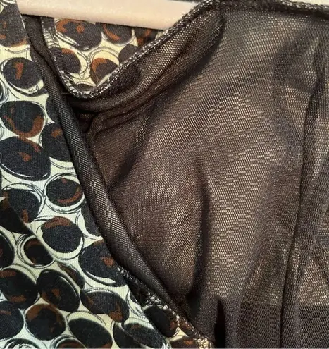 Papillon Blanc Dress Polka Dot Scoop Neck 3/4 Sleeve Black Brown Cream Sz XL EUC