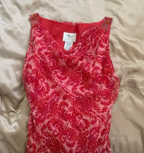 Red Pattered Maxi Cocktail Dress Size 4