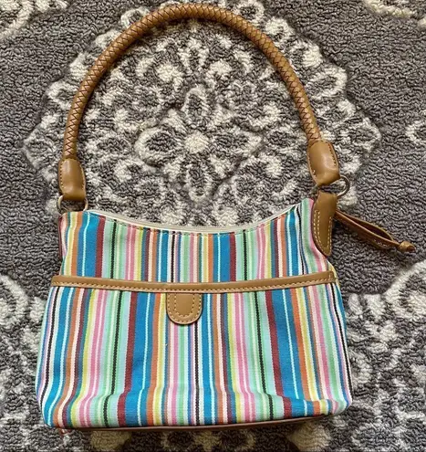 Rainbow striped mini purse Pink