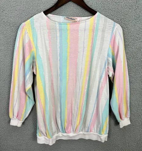 Fine Sports Top Womens Petite Pastel Stripe 80s 90s Pullover Preppy Soft Girl Size undefined