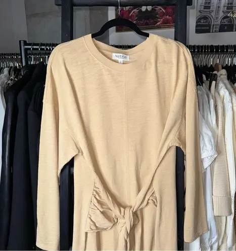 Nation Ltd Gloria Wrap Tie Mini Dress in Warm Sand Cotton