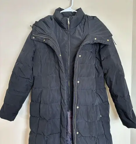 Cole Haan  Signature Black Down Feather‎ Taffeta Bib Puffer Coat size Large